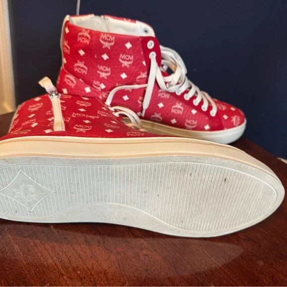 MCM Red and White Logo High-Tops